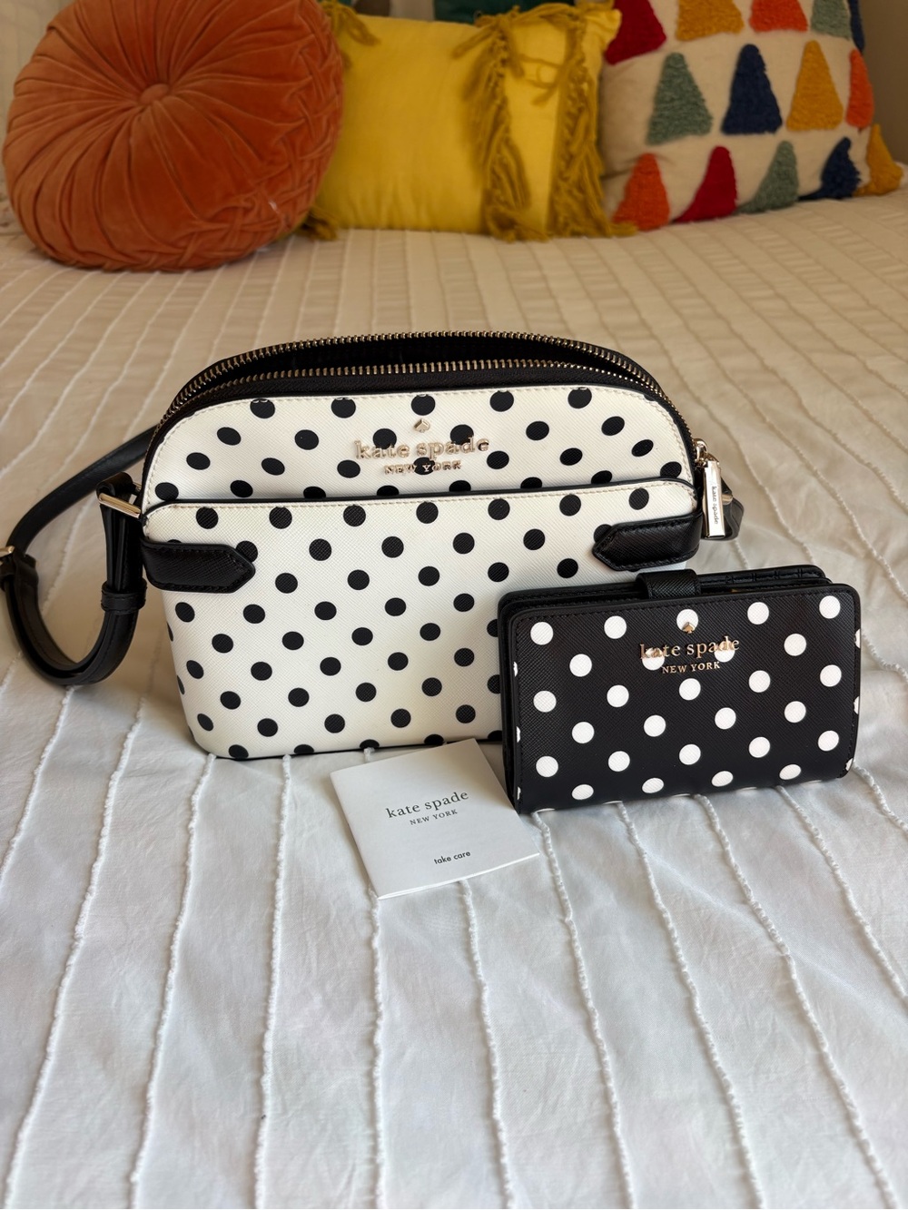 kate spade Black & White Polka Dot Crossbody with Matching Wallet